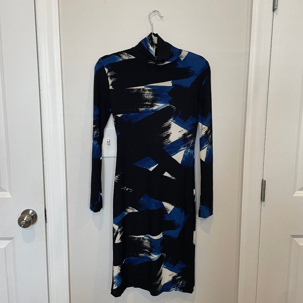 Revolve | Turtleneck Blue and Black Dress